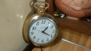 Vintage United Gold Pocket Watch Wall Clock,  10x8,  Great,  Plug - In,  Vg