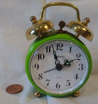 Mid Century Boho Apple Green Travel Alarm Clock Tradition West Germany