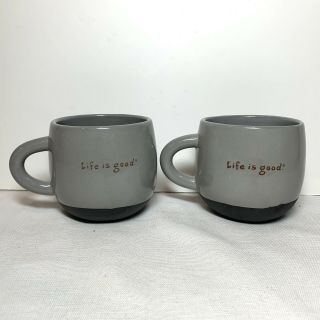 Pair Good Home By Life Is Good Mugs / C - Handle,  Gray Glaze With Matte Dip,  Motto