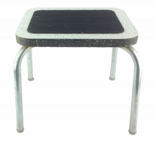 Midcentury 1950s Steel Leg Formica Top Gold Fleck Utility Step Stool 10.  25 " Tall
