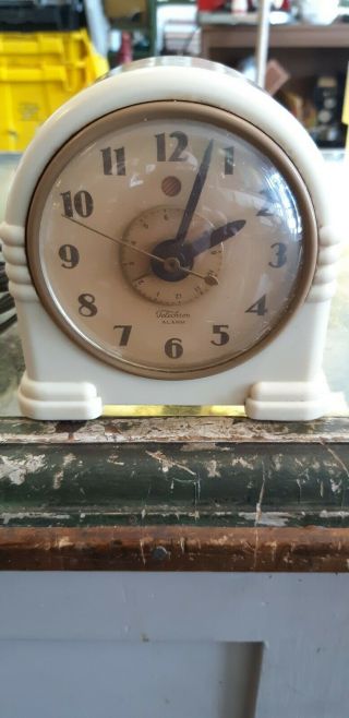 Vintage Art Deco Telechron Model 7h125 Alarm Clock Parts Or.  Repair