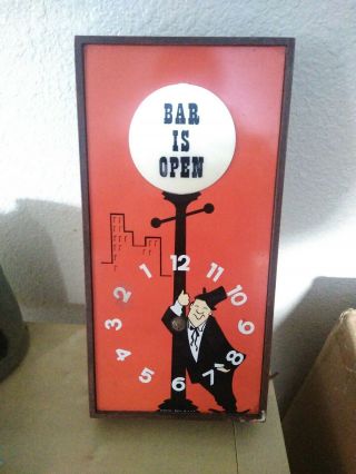 Vintage Spartus " Bar Is Open " Electric Wall Clock No Clock Hands