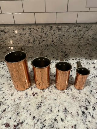 Vintage Copper Measuring Cups Set Of 4