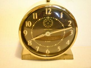 [ 1114] Ingraham Harmony House 8 Day Alarm Clock Ivory Cb - 68 For Parts/repair