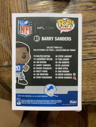Barry Sanders (Detroit Lions) NFL Funko Pop Legends Hard To Find 3
