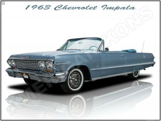 1963 Chevrolet Impala Convertible Metal Sign: Fully Restored