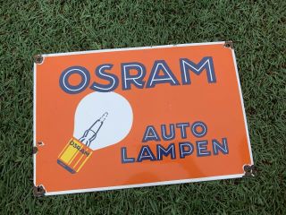 Vintage Old Osram Porcelain Metal Gas Oil Sign Auto Lampen Motor Led Lights Pump