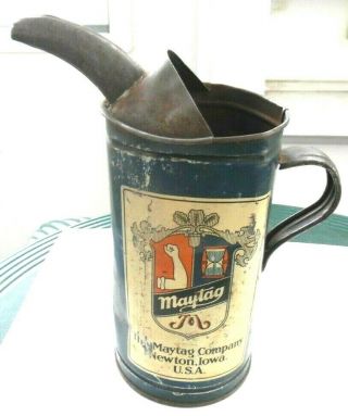 Maytag Oil & Gas Fuel Mixing Can Tin Can " Handle & Spout 