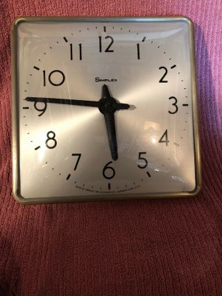 Vintage Simplex Glass / Metal 12 " Square Slave Wall Clock - Parts/untested