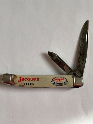 Jacque Seed Corn Company Promotional Knife Farmer Two Blade Vintage Imperial