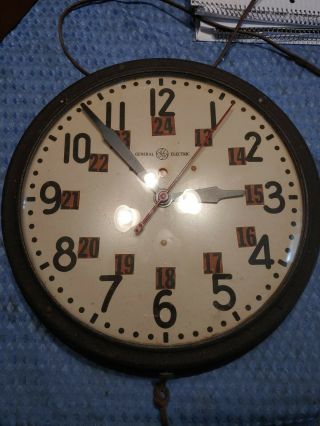 Ge General Electric School Wall Clock 14.  5 " Model 1h1412 Vintage 1965