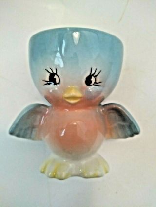Whimsical Anthropomorphic Easter Spring Blue Bird Egg Cup