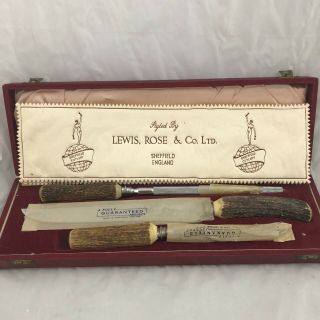 Lewis,  Rose & Co Ltd.  3 - Piece Stag Horn Carving Set With Knife Sharpener (rey)