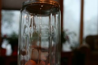 Antique Paneled Glass Coffee Jar Canister With Lid Hoosier