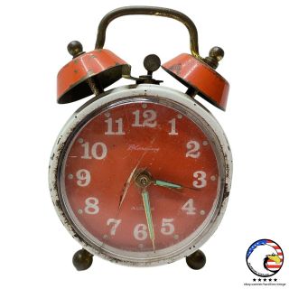 ⏰ Blessing • Vintage 1950’s Alarm Clock • West Germany • Orange/white •
