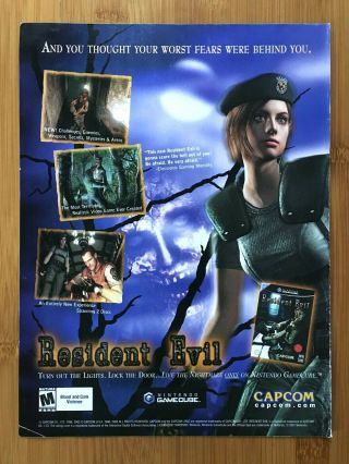 Resident Evil Remake Gamecube 2002 Print Ad/poster Official Horror Game Art Rare