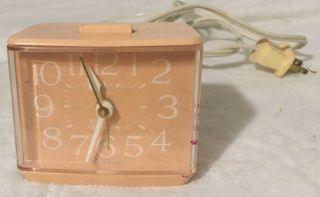 Vintage Westclox Peach Electric Mid Century Alarm Clock And Usa