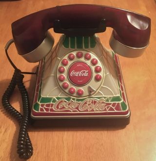 Coca Cola Stained Glass Look " Tiffany " Style Telephone 2001