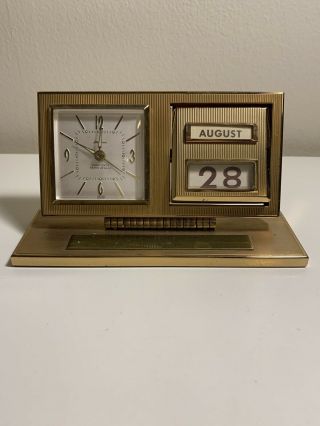 Vintage Mid Century Seth Thomas 7 Jewel Wind - Up Desk Alarm Clock Germany