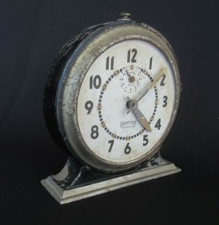 Vintage Ingraham Metal Windup Eight Day Broadcast Alarm Clock For Parts/repair