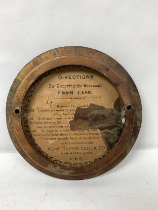 Antique " The Haven Clock Co.  Usa " Directions For Removing Movement
