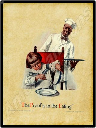 1914 Cream Of Wheat Metal Sign: Black Americana - Proof Is In The Eating