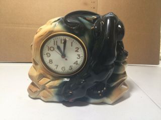 Vintage Mid Century Black Panther Ceramic Sessions Clock