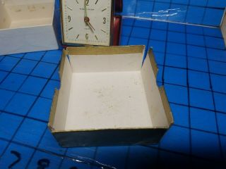 Vtg Phinney - Walker German Red Case Travel Alarm Clock w/ Box 3