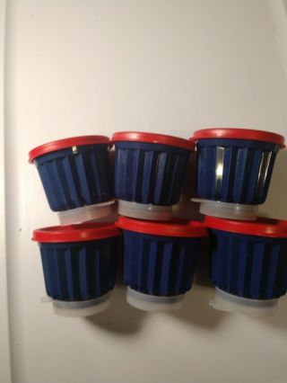 Tupperware Jel - Ettes Set Of 6 Complete Mini Jello Molds Red White Blue