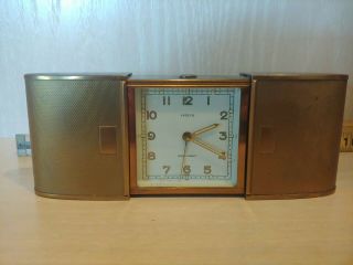 German Semca Swiss 7 Jewels Travel Alarm Clock Sliding Case Vintage 1960 