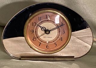 Vtg 1930s Seth Thomas Sequin Art Deco Mirror Vanity Clock Ultra Glamour