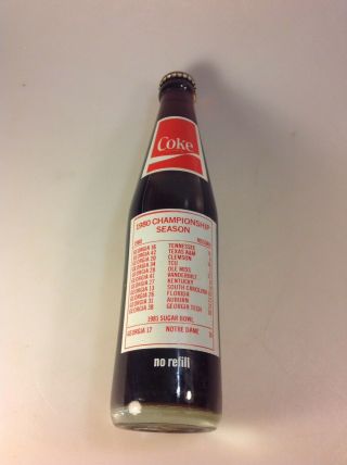 Vintage Coca Cola 1980 GEORGIA BULLDOGS NATIONAL CHAMPIONS 10oz Coke Full Bottle 3