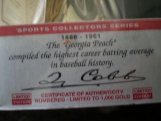 Coca Cola Sports Collector Series Gold Ty Cobb Limited Edition 957/ 10k