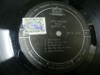 Elvis Presley - Love Letters From Elvis ' 72 Mega Rare Korea Unique Vinyl LP 3