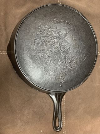 Antique Oneta 9 Cast Iron Skillet Camping Cooking Heat Ring