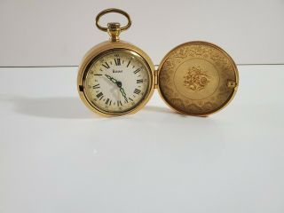Vintage Bulova Pocket Watch Style Wind Up Alarm Clock 2ra 027 Roman Numerals