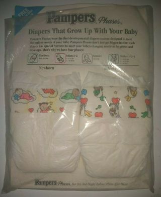 Vintage 90s Pampers Phases Baby 2 Plastic Diapers Sample Pack 2 Diapers,  Pamplet