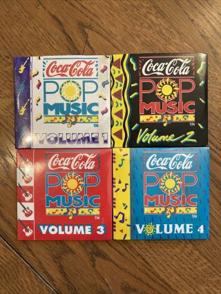 Vintage Coca - Cola Pop Music Mini Cds Volumes 1,  2,  3 & 4 From 1989 & 1990