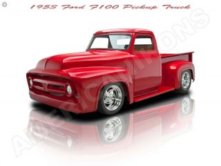 1953 Ford F100 Pickup Truck Hot Rod Metal Sign: Fully Restored
