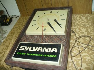 Vintage Sylvania Color Television Stereo Advertising Wall Clock Parts Repair