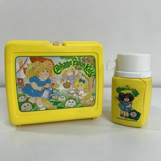 Vintage 1983 Cabbage Patch Kids Plastic School Lunch Box Kit Set W/ Thermos Read