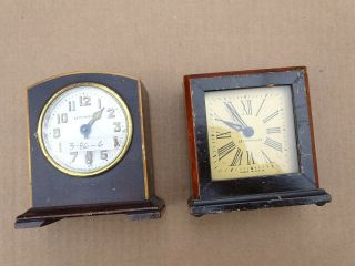 Seth Thomas 8 Day Clocks Cannock & Petite 1 Vintage Wood Case Shelf Clocks