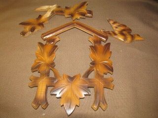 Cuckoo Clock Parts Face Plate And Bird Topper Decorative Wood