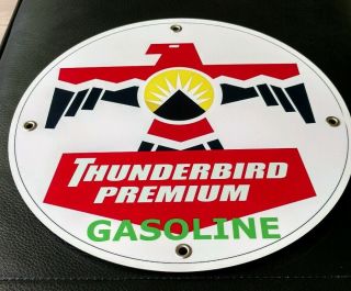 Thunderbird Premium Gasoline Gas Oil Sign.  On Any 8 Signs