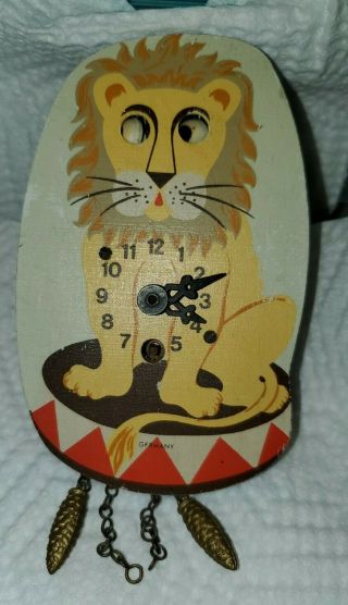 Vintage Wood Owl Clock W/moving Eyes W.  Germany Mini @ 4.  75 " X 3 " W