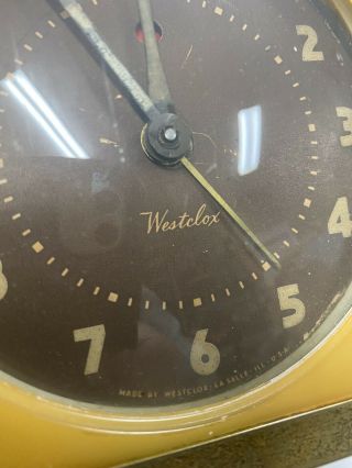 Vintage Westclox Moonbeam Bakelite Electric Alarm Clock Yellow Retro 2