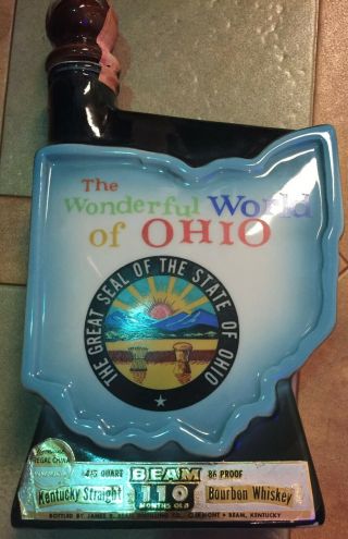 Jim Beam Whiskey Liquor Bottle Decanter The Wonderful World Of Ohio (empty)
