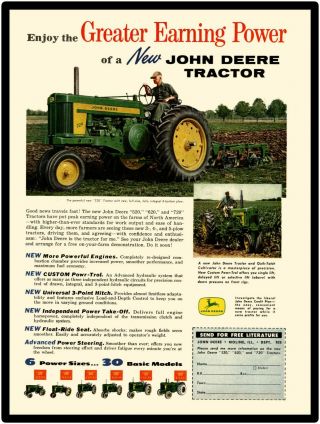John Deere Farm Equipment Metal Sign: John Deere Model 720 Tractor Featured