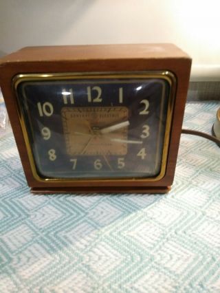 Vintage General Electric Telechron Clock Wood Case Model 7h228 Made Usa
