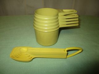 Vintage Yellow Tupperware Measuring Cups & Spoons